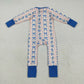 Baby Girl Long Sleeves Blue Bows Flower Zipper Romper RTS
