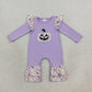 Sibling Baby Girls Kids Embroidery Pumpkins Flower Romper Set Halloween Purple Clothes RTS