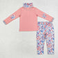 Baby Girl Long Sleeves Pink Shirt Floral Pants Pajamas Set