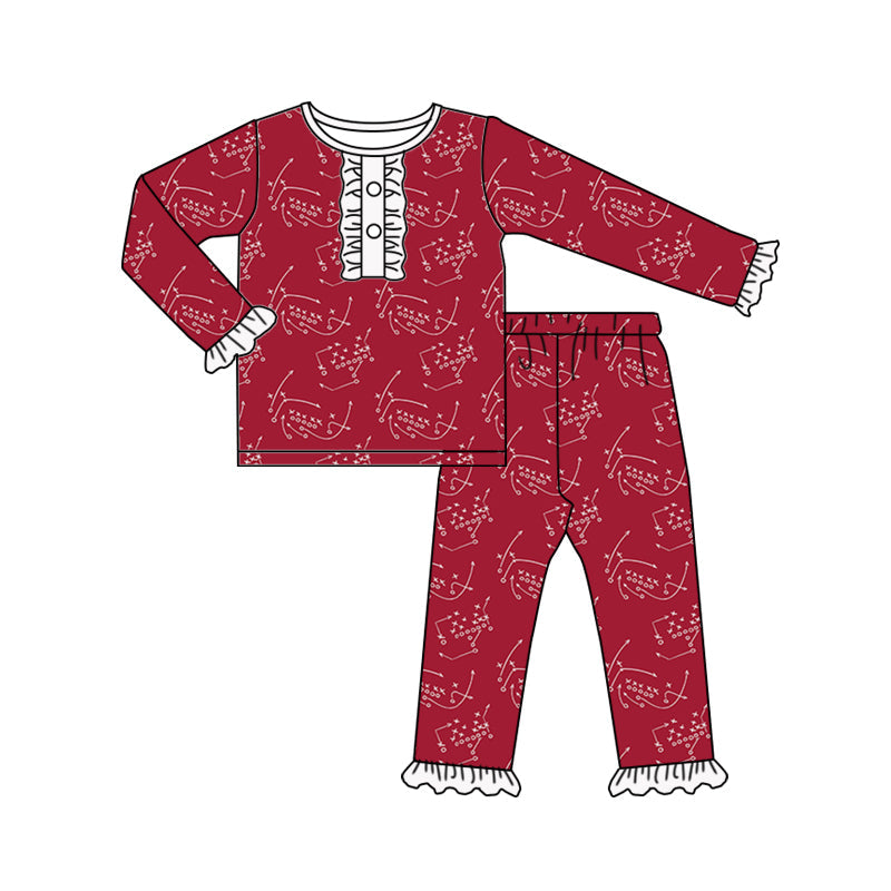 Baby Girl Long Sleeves Shirt Pants Red Pajamas Set