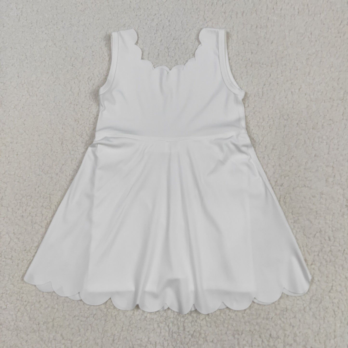 Baby Girl Sleeveless White Yoga Active Knee Length Dress RTS