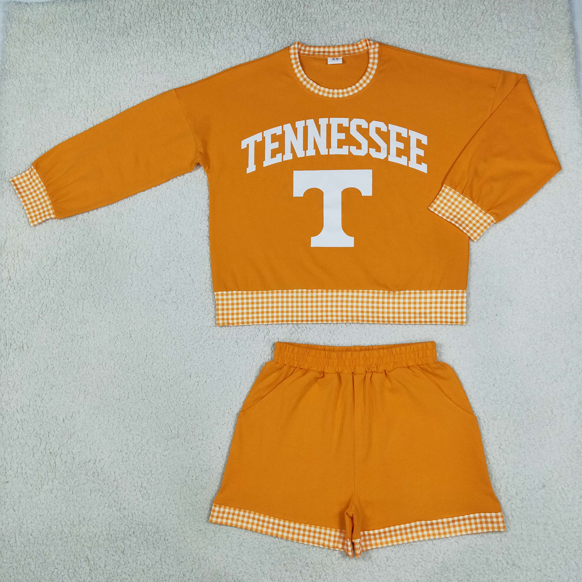 Adult Women Long Sleeves Orange Cotton Shirt Shorts Team Set Clothes RTS