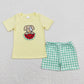 Baby Boy Girl Embroidery Dog Watermelon Sibling Yellow Romper Set