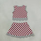 Baby Girls Kids Elephant Checked Shirt Scallop Bows Skirt Shorts Team Set Yoga Active Clothes RTS