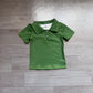 ( No moq ) Preorder Baby Girls Kids Green Buttons Shirt Skirt Shorts Yoga Active Set Clothes