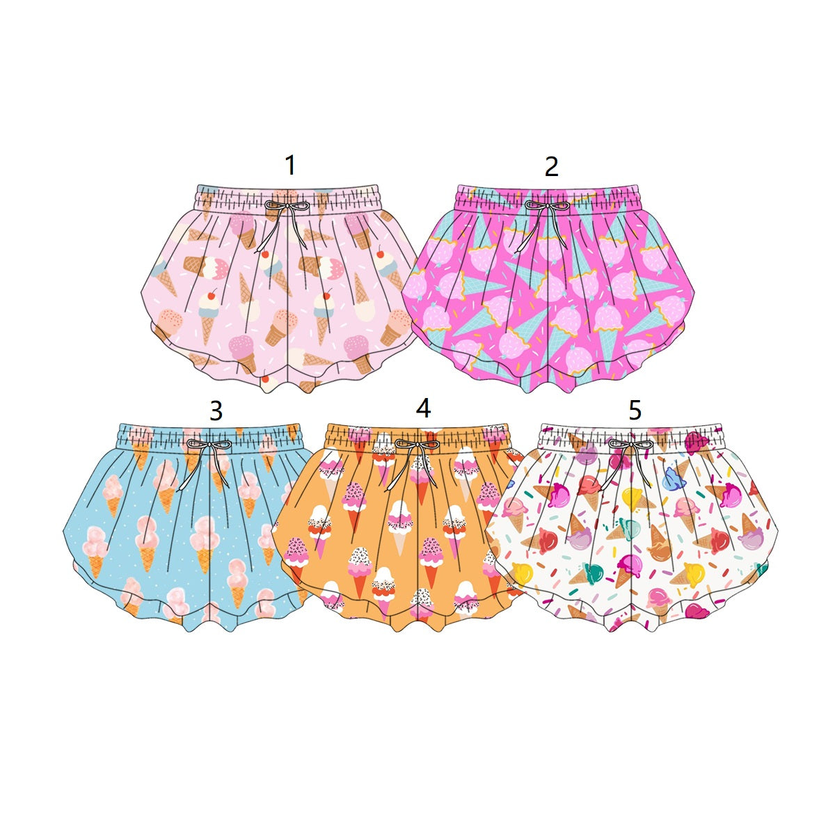 ( Moq 5 Each Style ) Sibling Baby Girls Toddler Popsicles Ruffle Shorts Summer Clothes