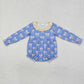 Baby Girl Infant Long Sleeves Bows Ruffle Blue Bubble Romper