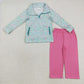 Baby Girl Long Sleeves Flower Zipper Pockets Shirt Pink Pants Clothes Set RTS