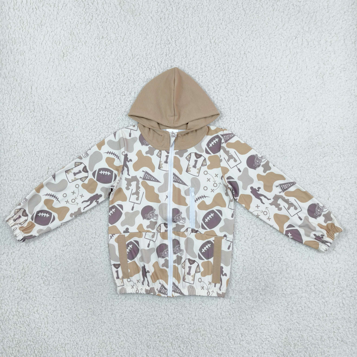 Baby Boys Kids Long Sleeves Football Camo Pockets Zipper Hoodie Jacket Shirt RTS