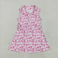 Baby Girl Sleeveless Pink Bows Yoga Active Knee Length Zipper Dress RTS