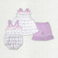Baby Girl Purple Straps Flower Bows Sibling Romper Set Clothes RTS