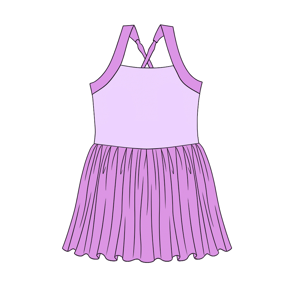 ( Moq 5 ) Preorder GSD3984 Baby Girls Kids Sleeveless Princess Yoga Active Knee Length Dress