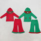 Sibling Baby Girls Kids Ruffle Hoodie Pockets Pullovers Cotton Pants Sets Christmas Clothes