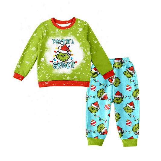 Baby Boy Christmas Green Frog Shirt Pants Pajamas Set