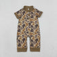 Baby Boys Infant Short Sleeves Camo Hunting Buttons Brown Romper RTS