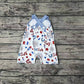 Baby Infant Boy Blue Plaid Pocket 4th Of July USA Romper