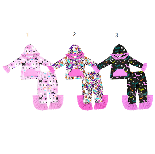 ( Moq 5 Each Style ) Sibling Baby Girls Kids Halloween Hoodie Shirts Ruffle Pants Sets Clothes