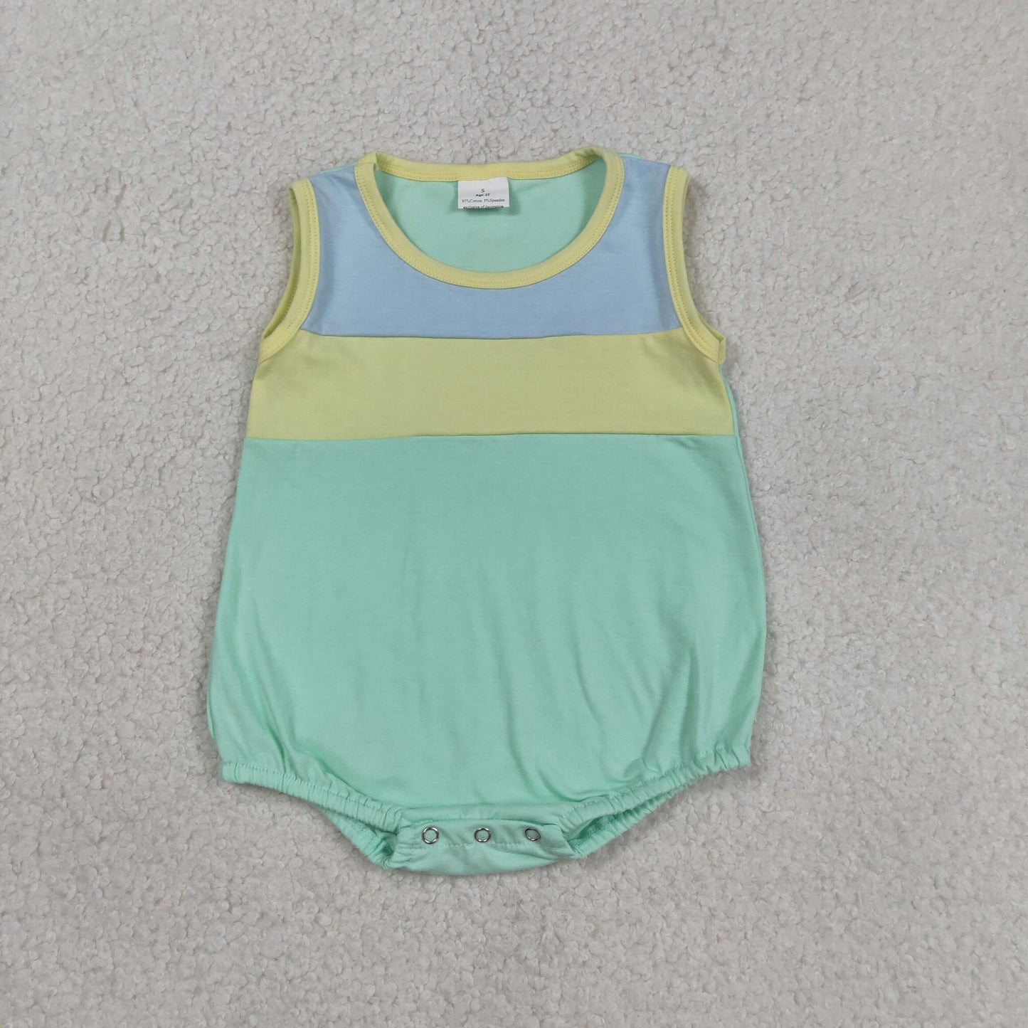 Baby Boys Kids Sleeveless Blue Yellow Green Bubble Summer Romper