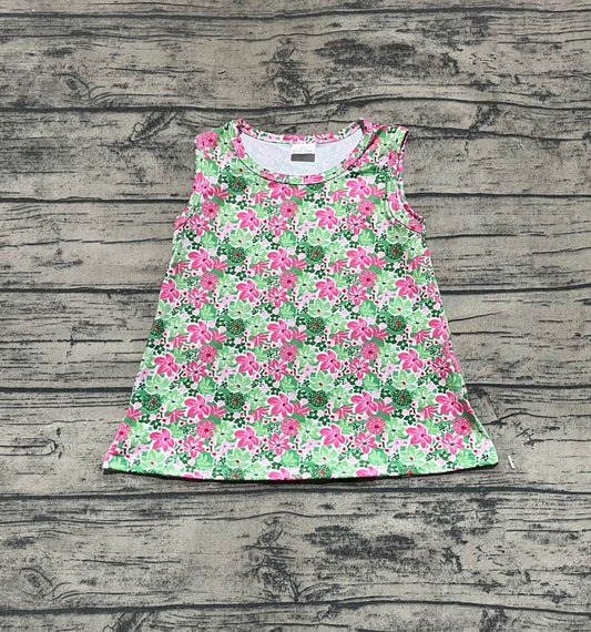 Preorder Baby Girl Sleeveless Flower Yoga Active Tops ( No moq )