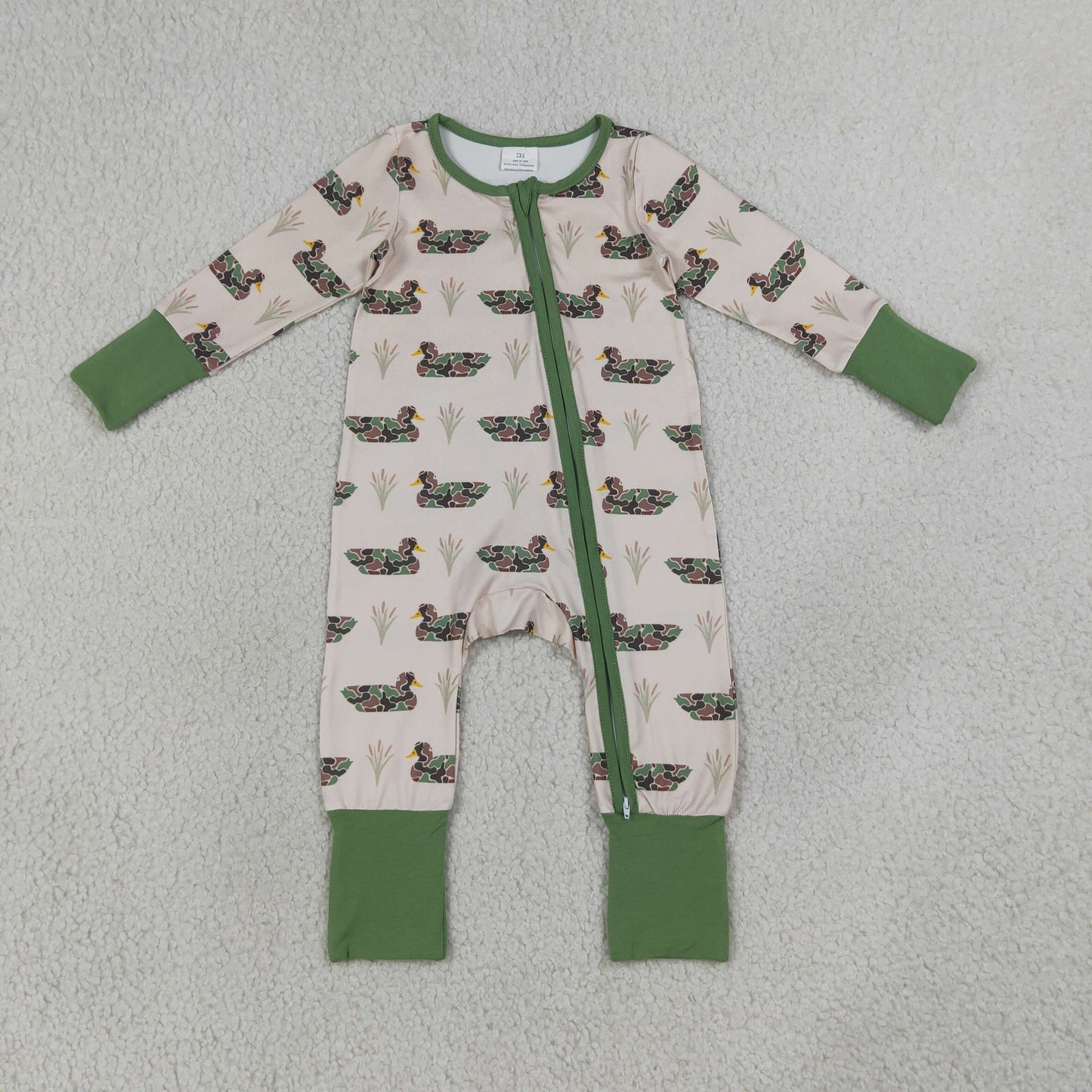 Baby Boys Kids Long Sleeves Camo Ducks Zipper Footie Sleeper Romper RTS
