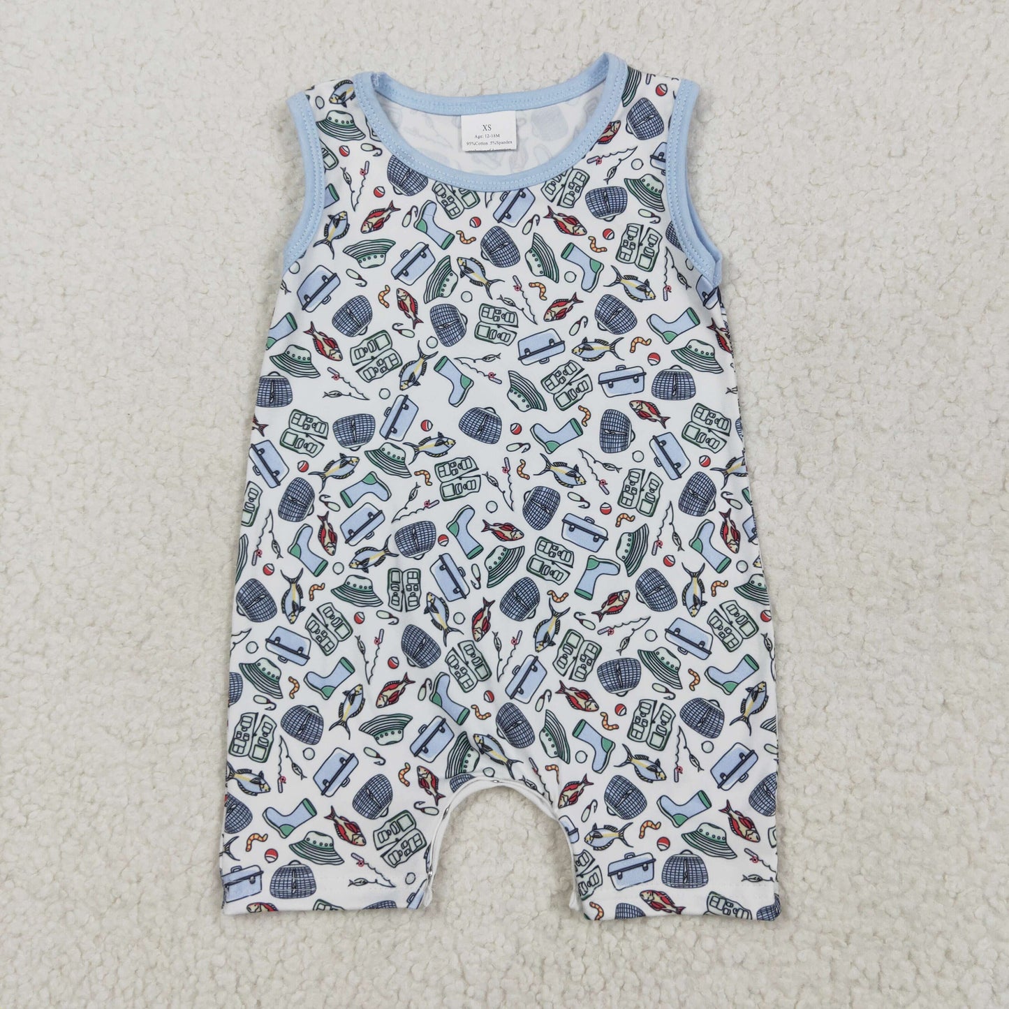 Baby Boy Infant Sleeveless Fishing Buttons Summer Romper RTS