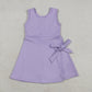 Baby Girls Sleeveless Purple Bow Shorts Knee Length Yoga Active Dress RTS