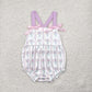 Baby Girl Infant Purple Bows Straps Flower Bubble Romper RTS