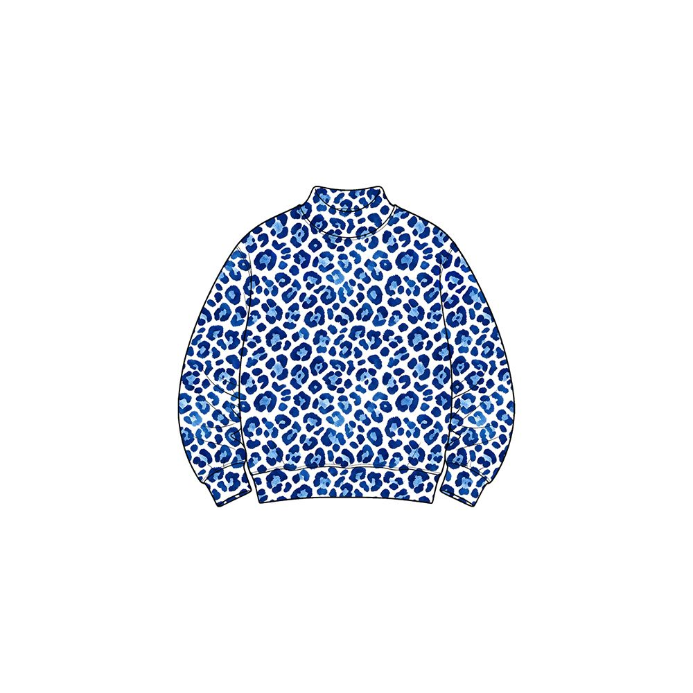 ( Moq 5 ) Preorder Baby Girls Toddler Long Sleeves Blue Leopard Shirt Tops Yoga Active Clothes