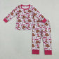 Baby Girl Long Sleeves Western Howdy Boots Flower Bows Shirt Pants Pajamas Set RTS