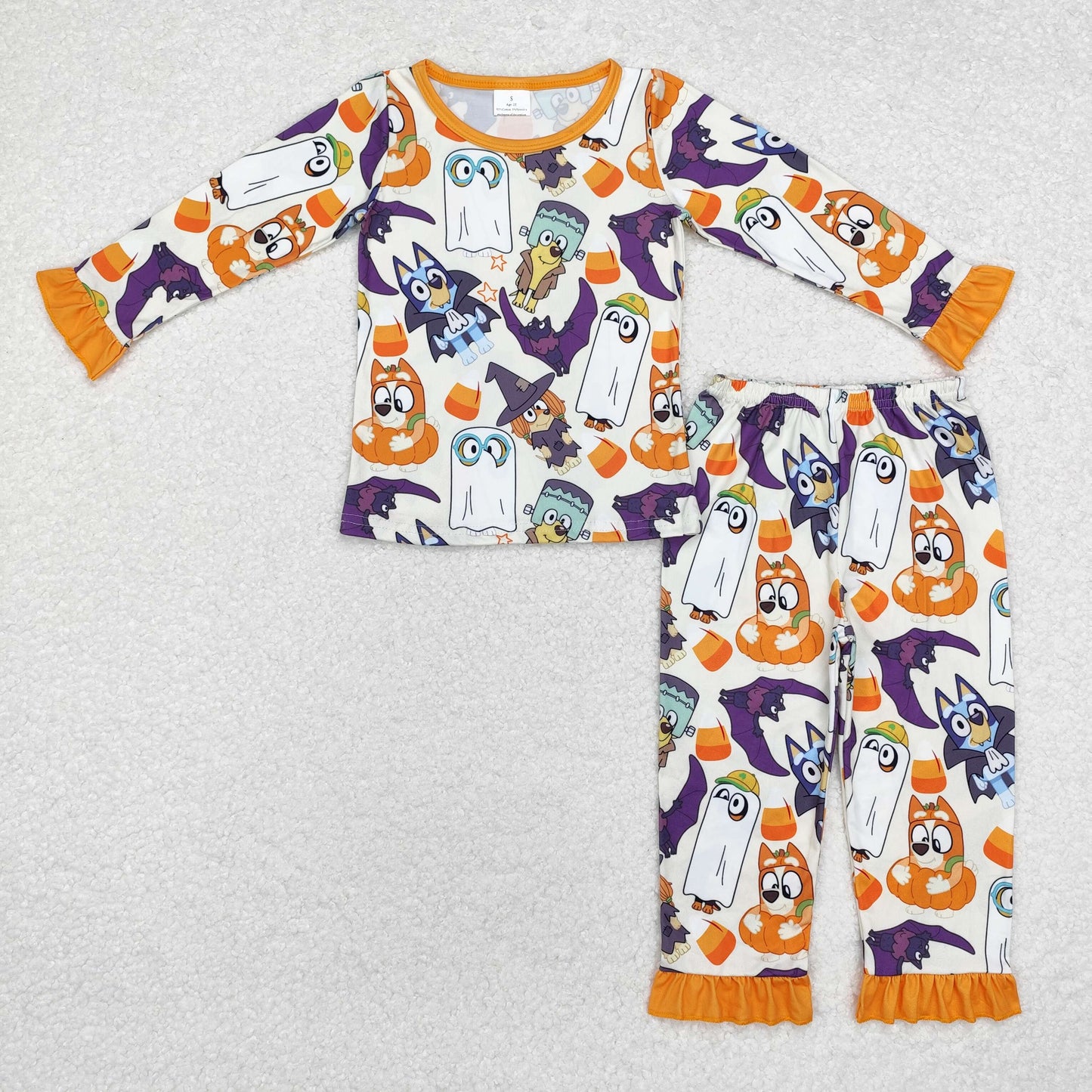 Baby Girl Halloween Dogs Ghost Shirt Pants Pajamas Set