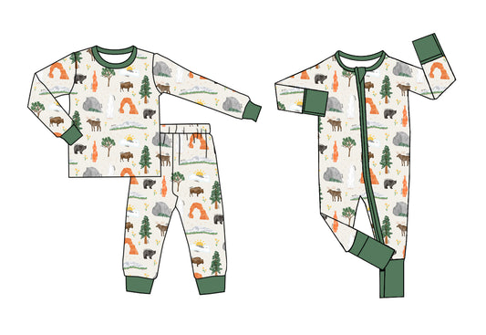 ( Moq 5 Each Style ) Baby Boys Kids Long Sleeves Animals Sibling Romper Set Pajamas Clothes