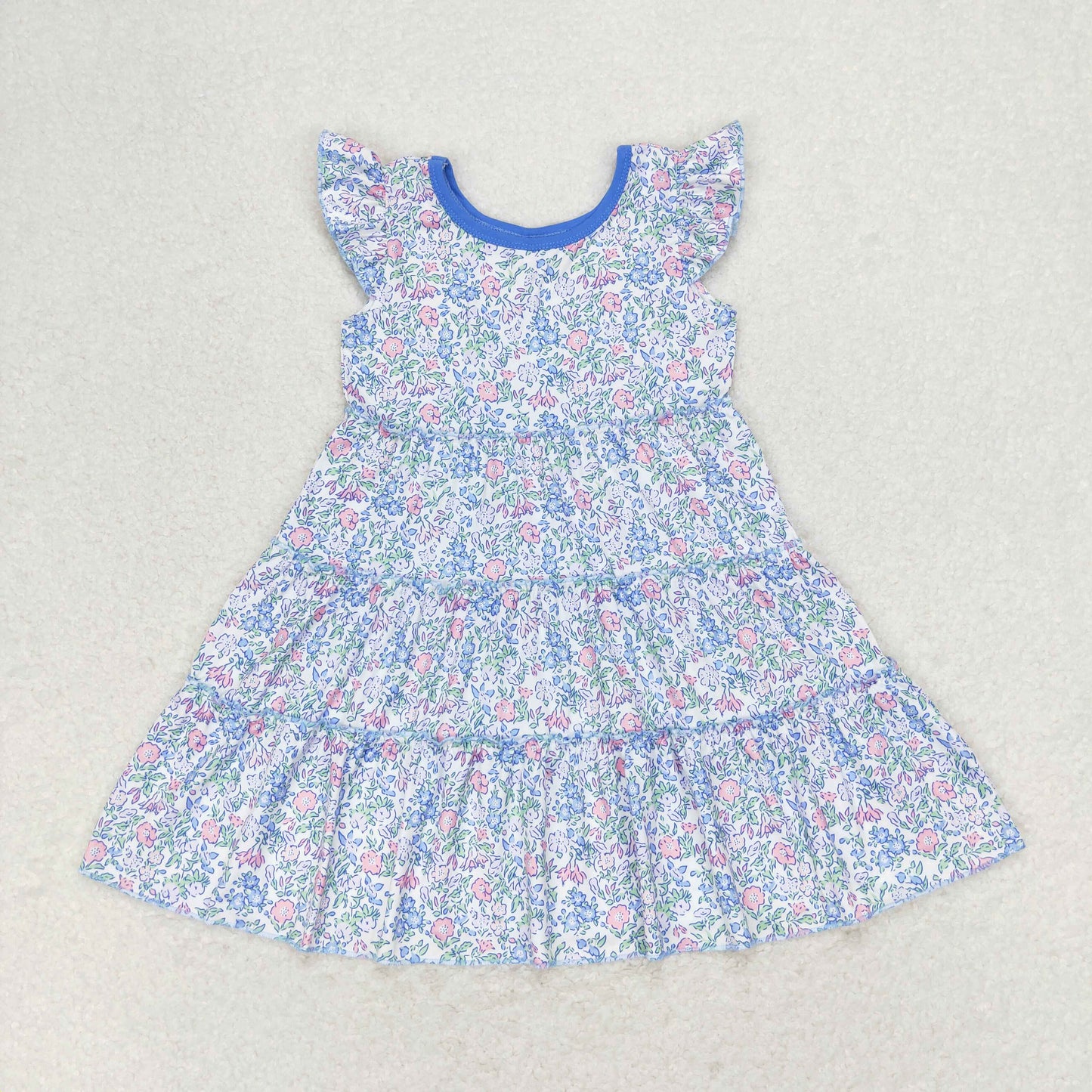 Baby Girl Sleeveless Floral Summer Blue Dress