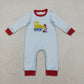 Sibling Baby Boy Kids Embroidery Hearts Truck Stripes Valentine's Day Romper Clothes Set RTS