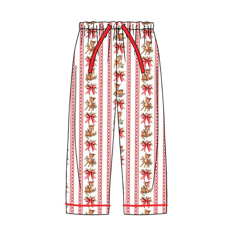 ( Moq 5 ) Preorder Adult Women Christmas Deer Bows Pajamas Pants Bottoms Clothes