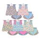 ( Moq 5 Each Style ) Sibling Baby Girls Kids Sleeveless Flower Tops Ruffle Shorts Sets Summer Clothes