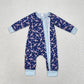 Baby Boy Long Sleeves Planes Blue Zipper Romper