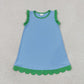 Sibling Baby Girls Kids Sleeveless Scallop Knee Length Dresses Cotton Clothes RTS