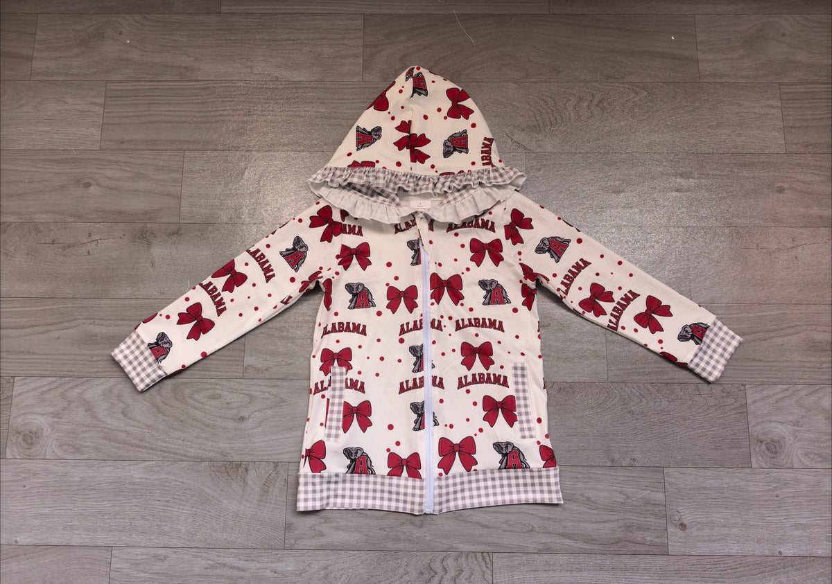 ( No mqo ) Preorder Baby Girl Kids Elephant Bows Pockets Zipper Hoodie Jacket Coat Team Tops