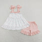 GSSO0447 Valentine's Day Baby Girl Sleeveless Hearts Tunic Ruffle Cotton Shorts Set