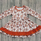 Baby Girl Long Sleeves Football Bows Ruffle Knee Length Dress RTS