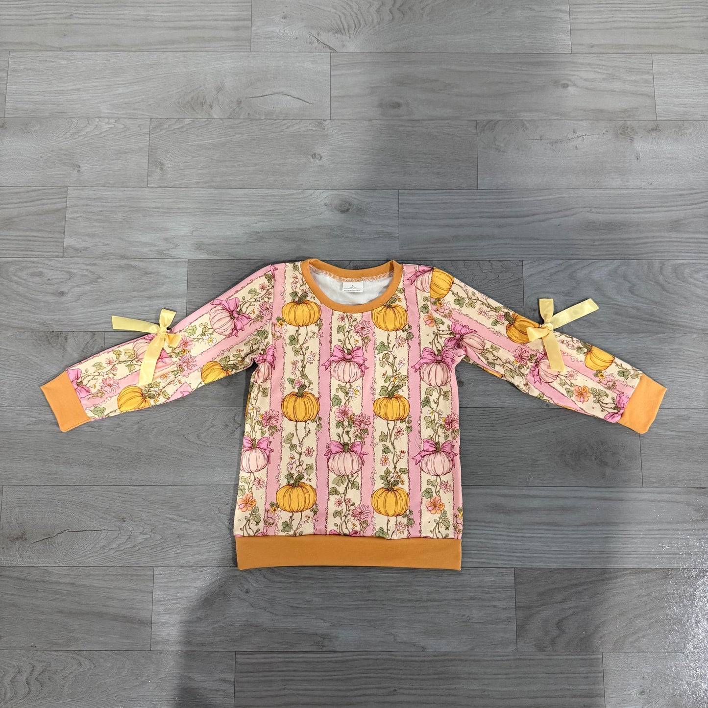 ( No moq ) Preorder Baby Girls Kids Pumpkins Bows Flower Shirt Fall Tops Clothes