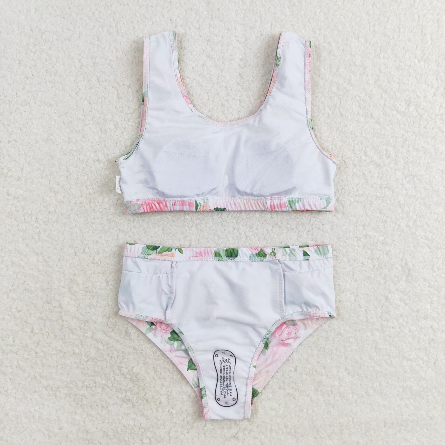 Baby Girl Summer Flower Tops Bummie Pink Plaid Swimsuit