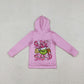 Baby Girl Pink Long Sleeves Green Face Christmas Hoodie Zipper Pockets Tops RTS