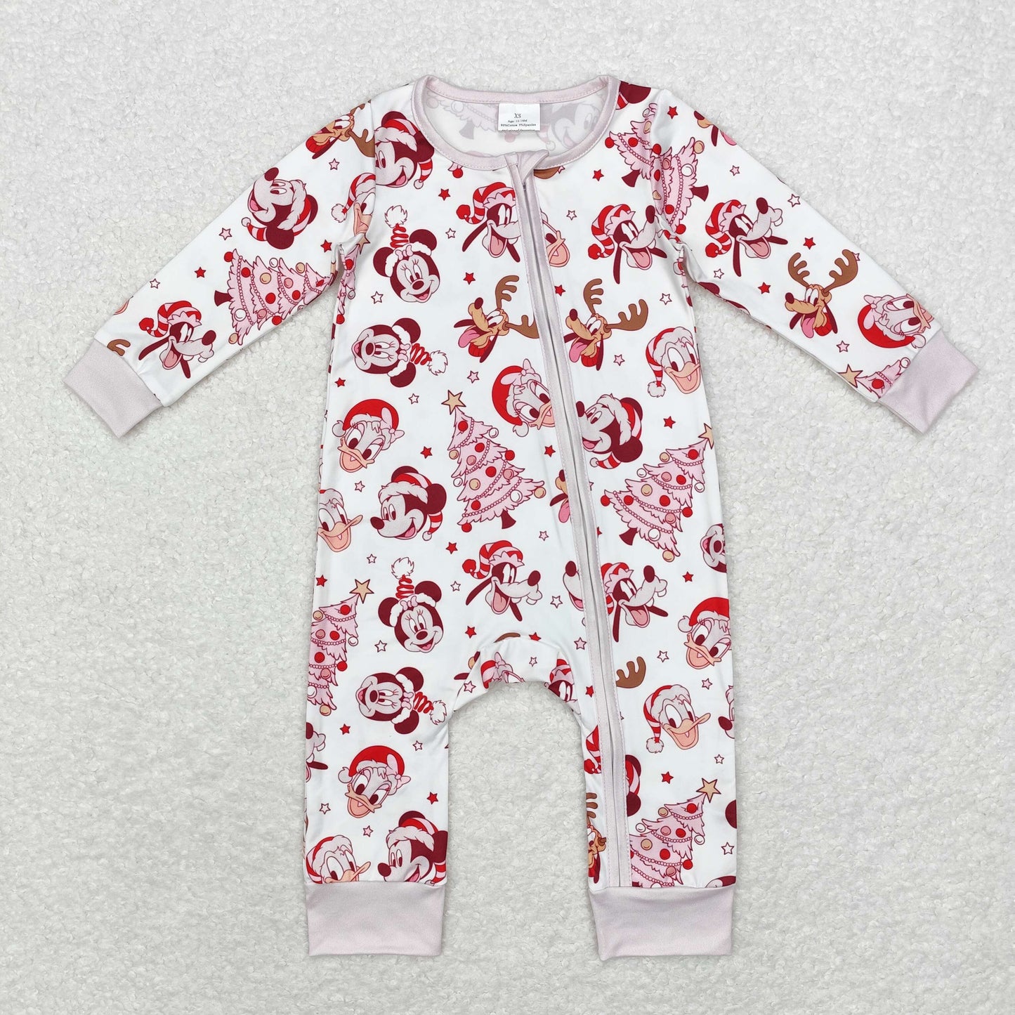 Baby Girl Long Sleeves Christmas Santa Candy Cane Romper