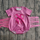 Baby Girl Short Sleeves Bow Tassel Summer Pink Bubble Romper RTS