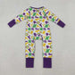 Sibling Toddler Kids Long Sleeves Mardi Gras Camo Zipper Romper Set Pajamas Clothes RTS