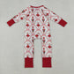 Girls Infant Long Sleeves Soldier Bows Christmas Zipper Pajamas Footie Romper RTS