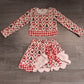 ( No moq ) Preorder Baby Girls Kids Christmas Santa Shirt Bows Scallop Skirt Shorts Yoga Active Set Clothes