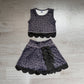 ( No moq ) Preorder Baby Girls Kids Black Leopard Vest Bows Scallop Bows Skirt Shorts Yoga Active Set Clothes