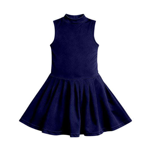 ( Moq 5 ) Preorder Baby Girls Sleeveless Navy Shorts Knee Length Yoga Active Dress